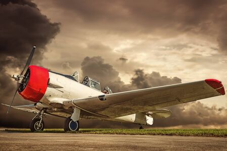 Historical aircraft on a runway