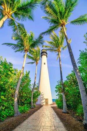 Cape florida lighthouse while sunsetの写真素材