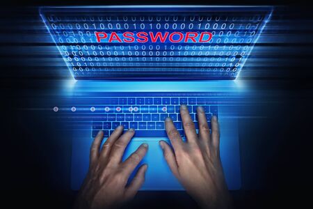 Hacker tries to steal a passwordの写真素材