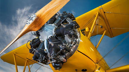 engine of an historical aircraftの写真素材