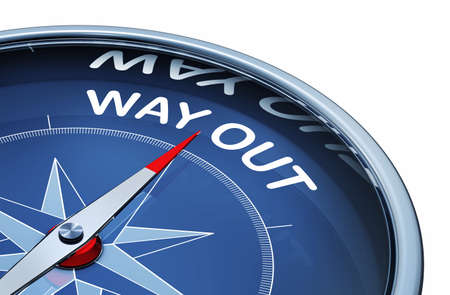 3D rendering of an compass with the words way outの写真素材