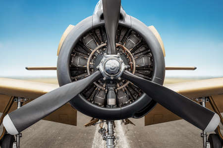 radial engine of an historical aircraftの写真素材