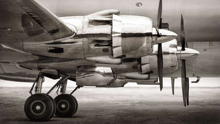 turbines of an historical aircraftの写真素材