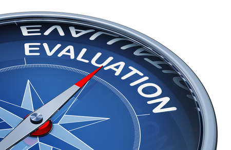 3D rendering of an compass with the word evaluationの写真素材
