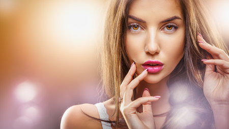 young beauty with a seductive lookの写真素材