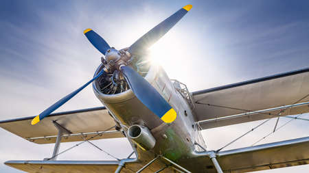 propeller of a historical airplaneの写真素材
