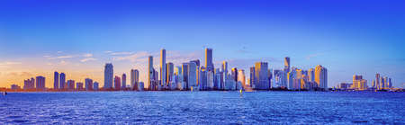 the skyline of miami while sunset, floridaの写真素材