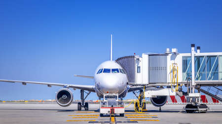 modern airliner ready for taxiingの写真素材