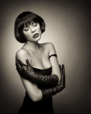 portrait of a young beauty in a retro styleの写真素材