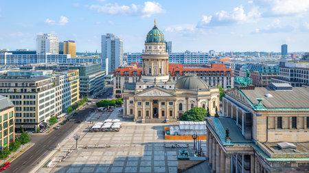 panoramic view at the gendarmenmarkt, berlinの写真素材