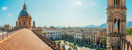 panoramic view at palermo from the rooftop of the palermo cathedralの写真素材