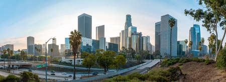 panoramic view at the city center of los angelesの写真素材