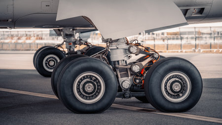 landing gear of a modern airlinerの写真素材