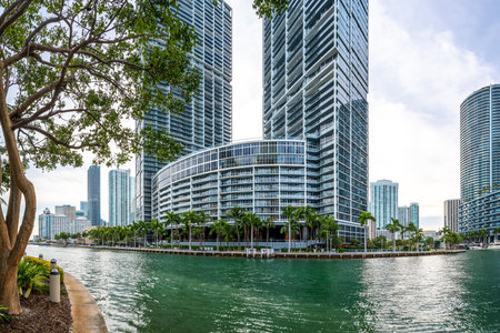 residential houses in miami seen from burlingame islandの写真素材
