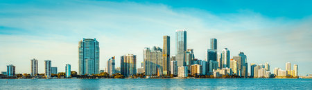 the skyline of miami during sunsetの写真素材