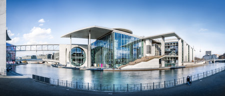 panoramic view at the government district in berlin, germanyのeditorial素材