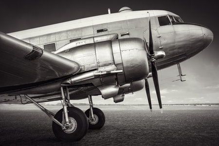 side view of an historical aircraftの写真素材