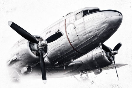 front view of an historical aircraftの写真素材