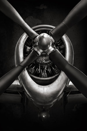 engine of an historical aircraftの写真素材