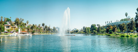 the beautiful echo park of los angeles, californiaの写真素材