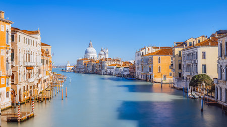 Panoramic view at the Grand Canal of Venice, Italyの写真素材