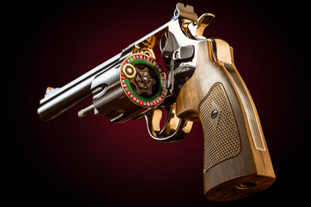 russian roulette in a revolver gunの写真素材