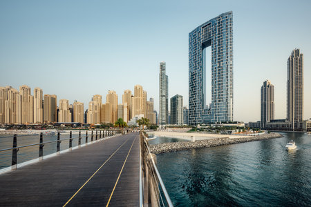 the skyline of jumeirah beach, dubaiの写真素材