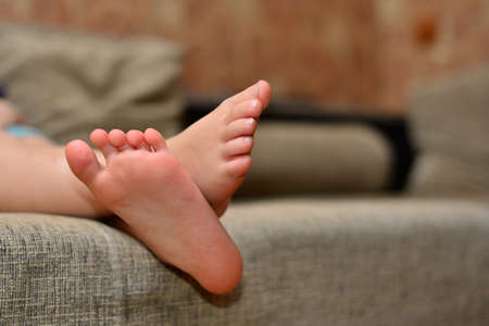 Image of Bed-wetting situation in 4 or 5 years old girl.Girl wet the bed while she was sleeping.Selective focusの写真素材