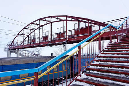 Train in the winterの写真素材