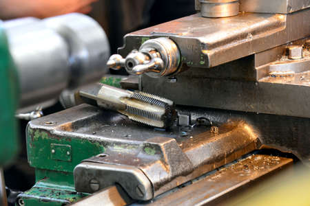 Machining on a lathe, internal boring of a part with a tool.の写真素材