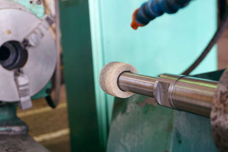 Grinding spindle with abrasive wheel on metal working machineの写真素材
