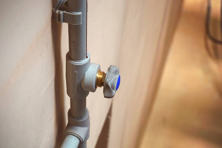 Control air valve, cock, valve, reservoir of air compressor using plastic pipe at the power plant in...