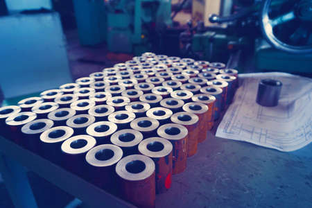Metal parts after machining on a metal-cutting machine.