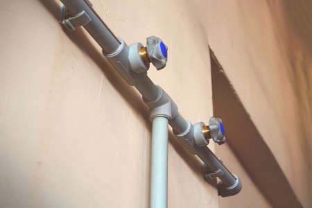 Control air valve, cock, valve, reservoir of air compressor using plastic pipe at the power plant in...