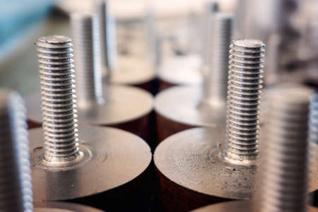 Technical details with threaded connection, after turning on a rack in a warehouseの写真素材