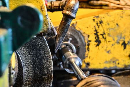 Abrasive wheel on the grinding machine close-upの写真素材