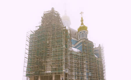 Construction and repair of a new Orthodox church.の写真素材