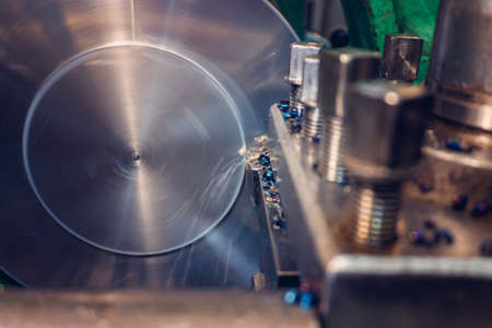 Lathe, manufacturing parts by machining metal on a milling machineの写真素材