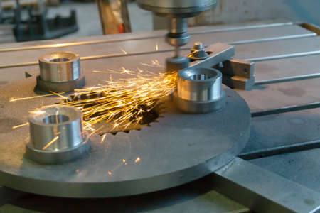 Grinding gearbox drove on the coordinate grinding machine, with a circular feed spindle.の写真素材