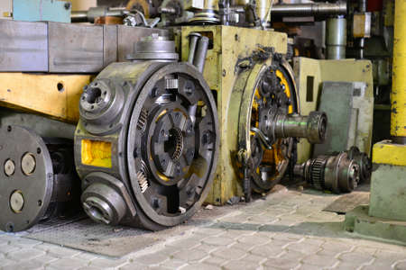 Disassembled spindle of a cnc machine. Preparation of machine equipment for repair work.
