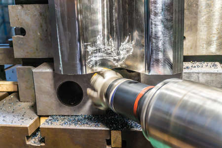 Long reach spindle with quick cutter on a cnc machine.の写真素材