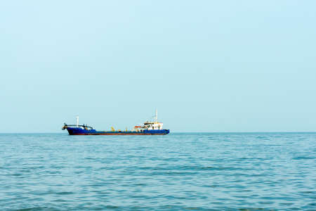 The ship enters the seaport for loading or unloading cargo.の写真素材