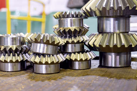 Bevel gears after manufacturing on a gear-cutting machine, for production in mechanical engineering