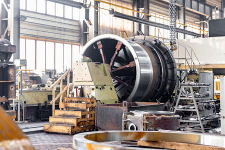 Large lathe in a machine-building enterprise.