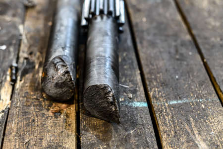 Burst gear shaft. Industrial accident and mechanical equipment repair.の写真素材