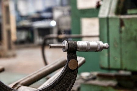 Micrometer in working conditions at the factory.の写真素材
