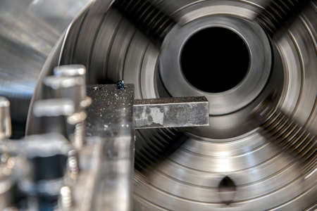 Turning work on the machine, processing of the inner surface with a mechanical cutter on a long mandrelの写真素材