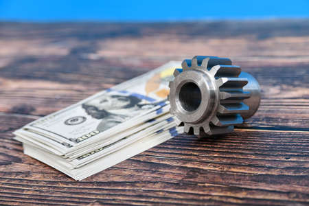 Broken and disassembled cnc machine. Repair of mechanical metalworking equipmentの写真素材