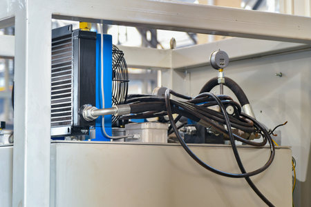 High pressure hydraulic oil station cooling radiator.