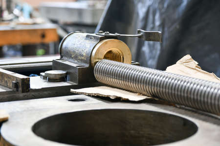 Trapezoidal Reciprocating Screw with Bronze Nut for Cutting Machine.の写真素材